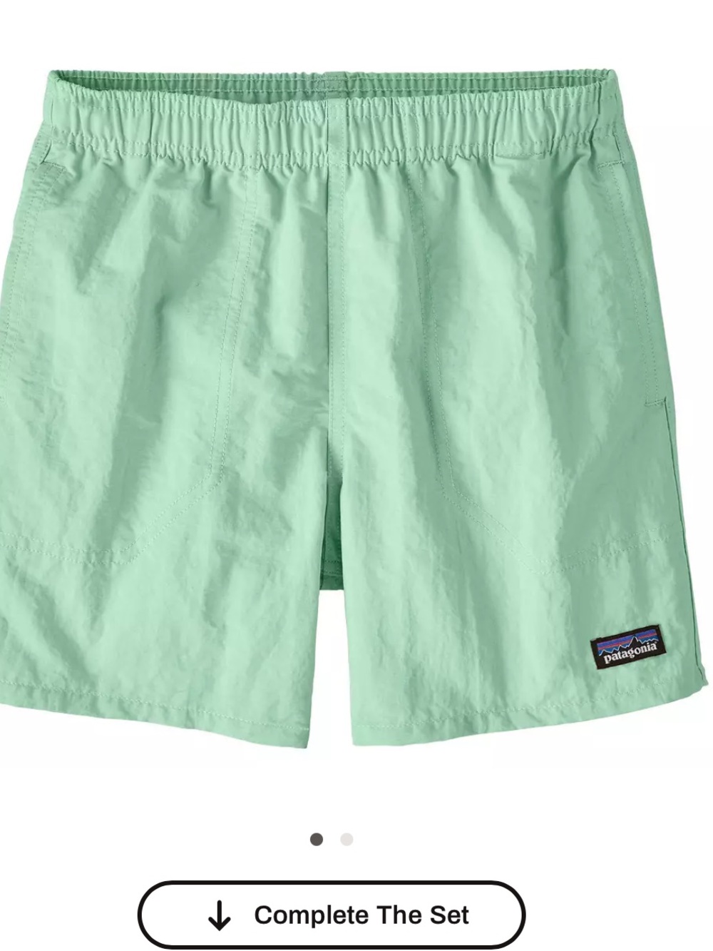 Patagonia Baggies 5 inch Green Elastic Waist Shorts, size XL